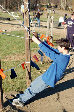 Sling shot your pumpkin for aim and accuracy at Knollbrook Farm in Goshen, Indiana