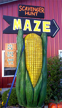 Guest cards are punched at each post to show who found all 12 posts in the corn maze at Knollbrook Farm in Goshen, Indiana